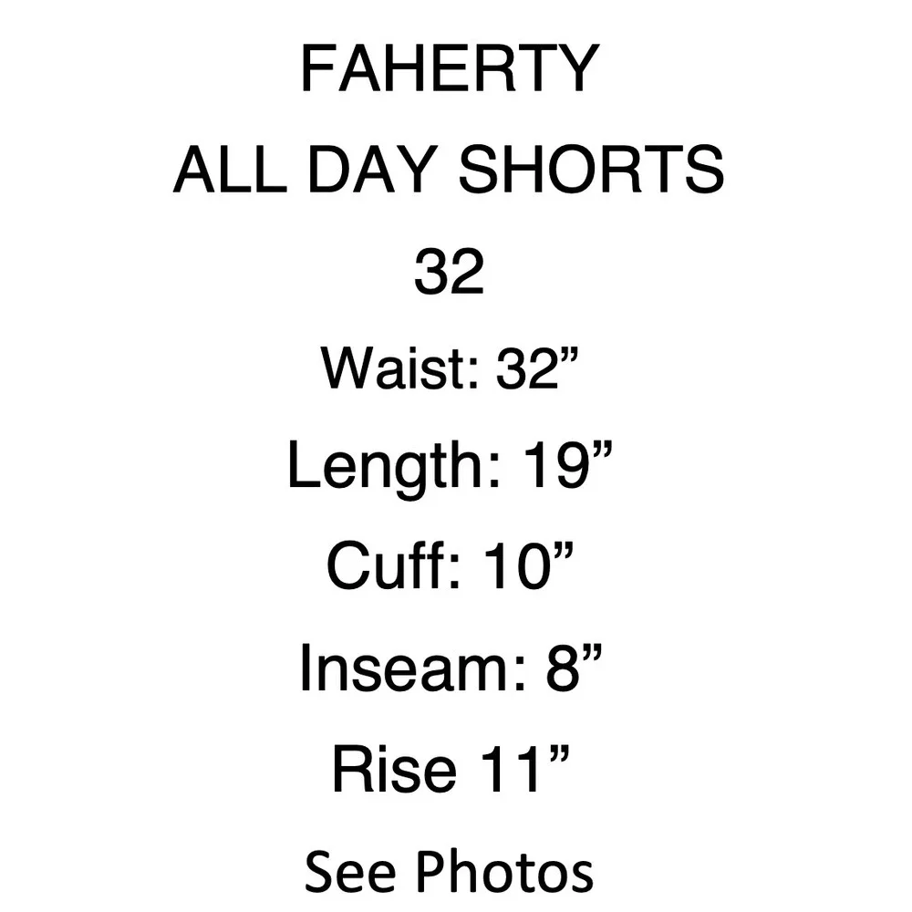 Faherty All Day Shorts Mens 32 Blue Hybrid Stretch Recycled MSC0012